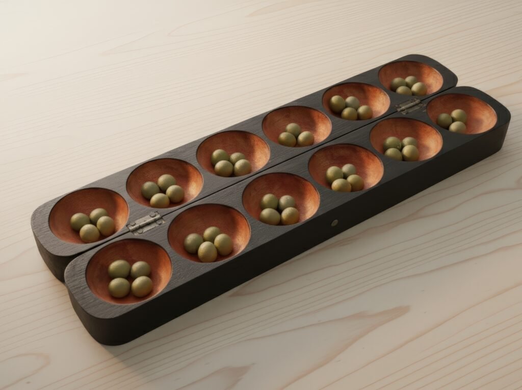 Handcrafted Oware Mancala Game Set | Authentic African Strategy Board